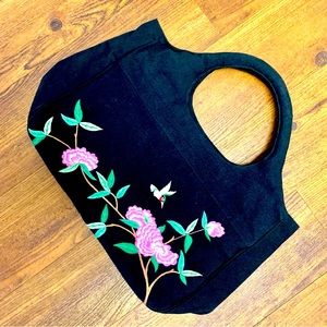 DV Collection Black Floral Bird Bag